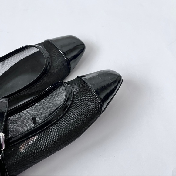 NY&CO Black Minimalist Mesh Patent Leather Mary Jane Ballet Flats Size 8 - Picture 13 of 16